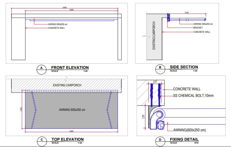 Ceiling Awning Shop Drawing - Private Client- Dubai - STRUDCO SERVICES LLP